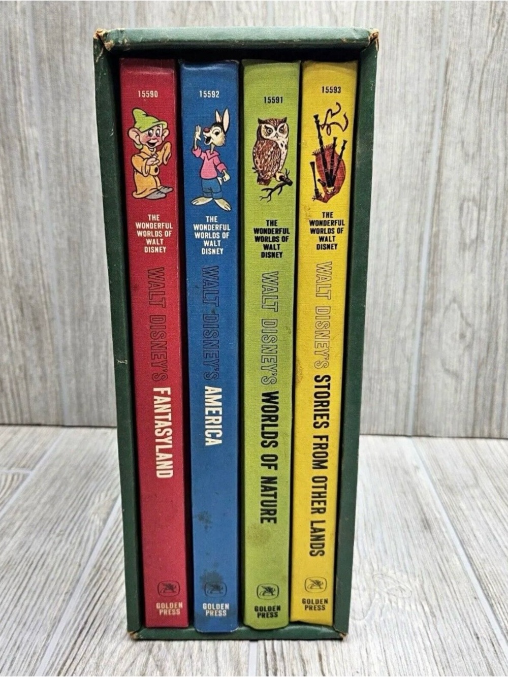 The Wonderful Worlds of Walt Disney 4 Hardcover Book Box Set 1965 Golden Press